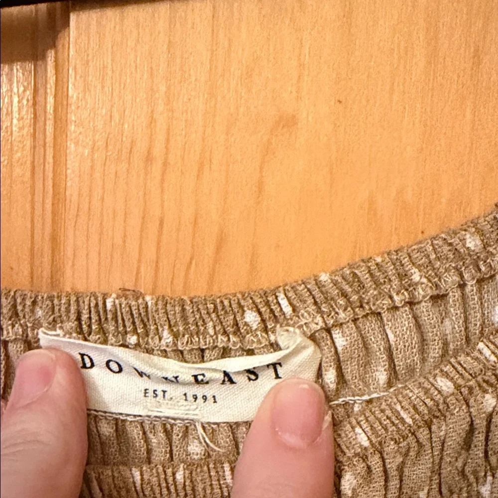 DownEast Long Sleeve Dress in Tan Polka Dot - Picture 3 of 3